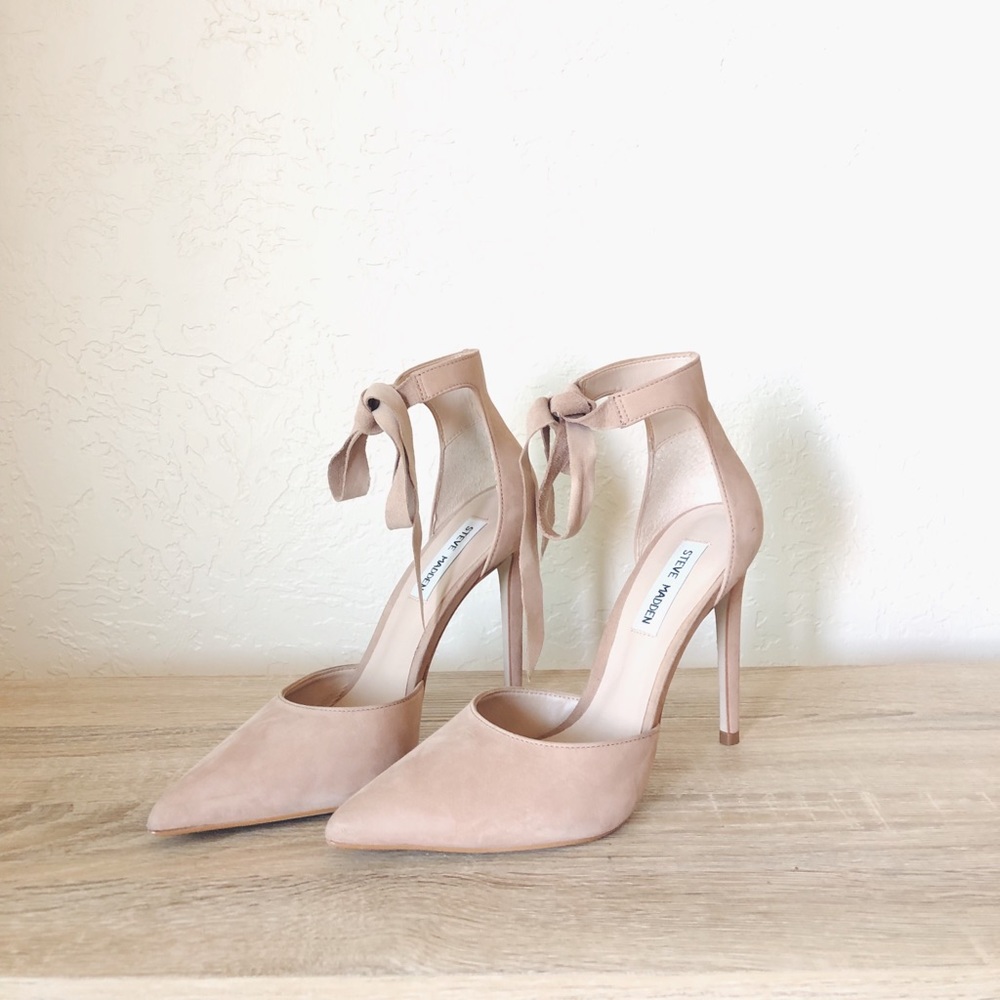 Steve Madden Ankle Tie Heels - Leather - Nude